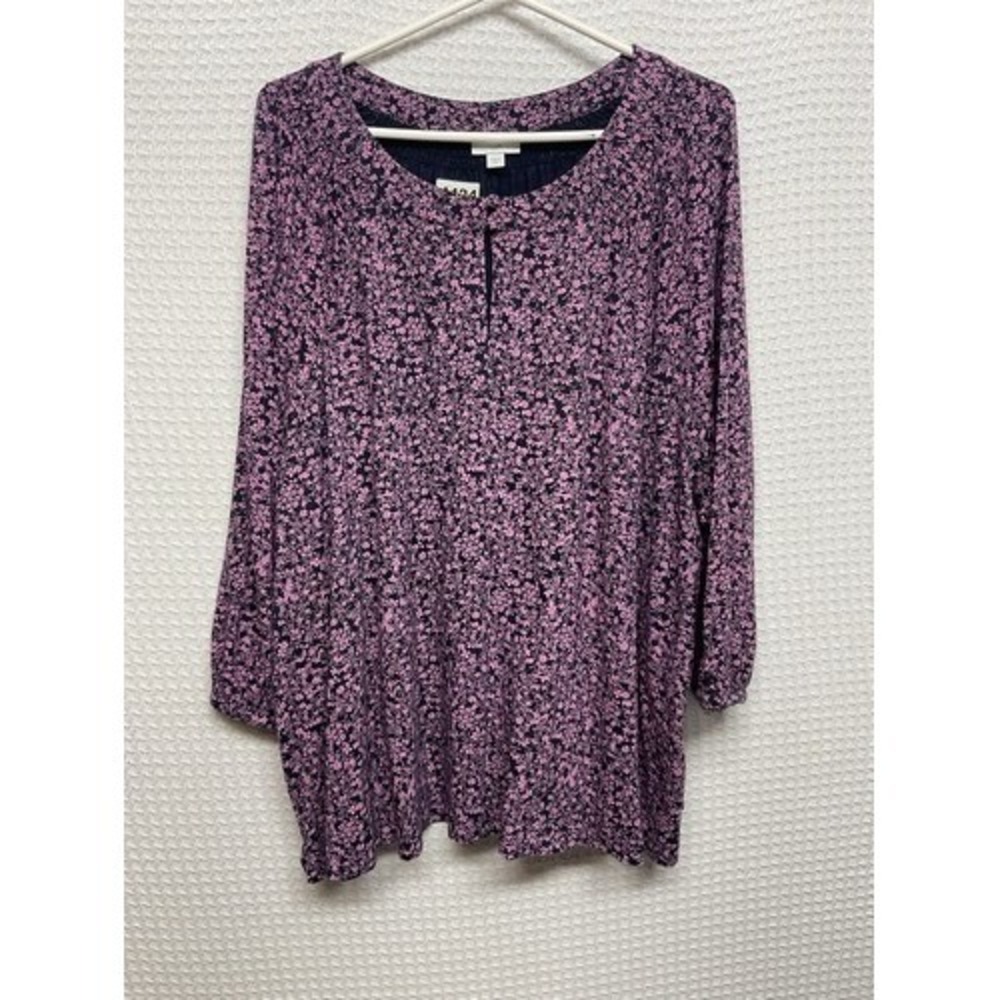 J. Jill Pink Ditsy Floral 3/4 Sleeve Peasant Tunic Top Women 3X India - Picture 6 of 7